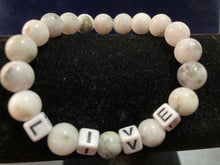 Load image into Gallery viewer, White Jade LIVE/ LAUGH 7 inch Bracelet
