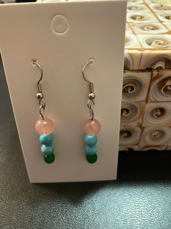 Pink Tourmaline Turquoise Emerald Drops