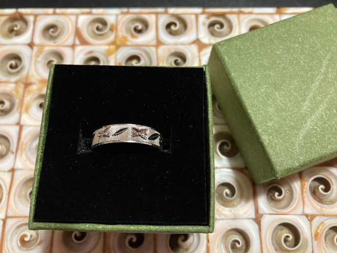 Sterling Silver Tilted Asterisk Slash Band