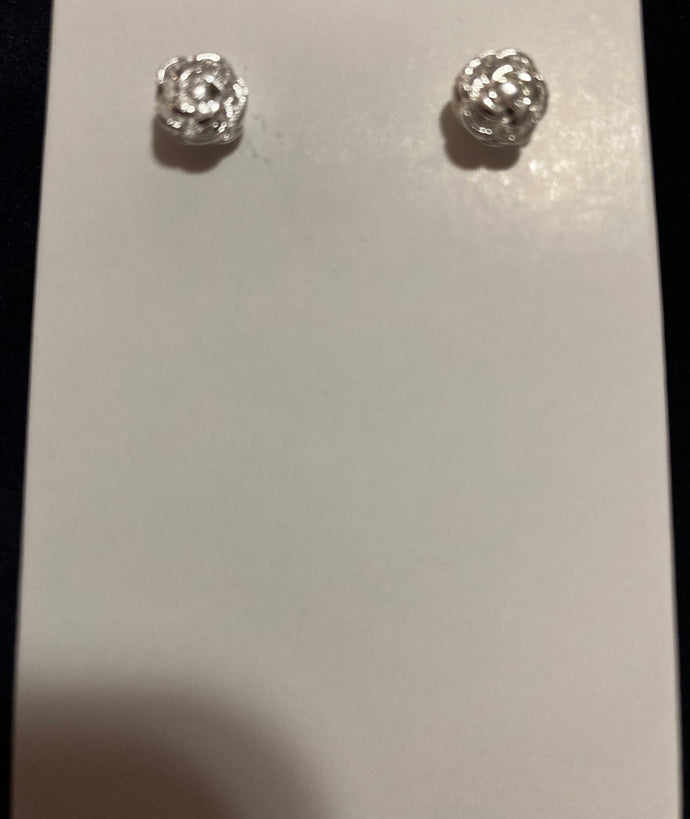 Sterling Silver 8mm Rose Studs